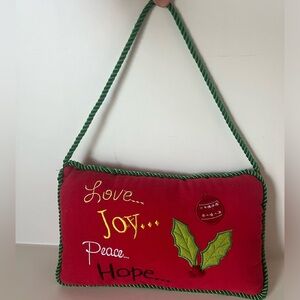 Love, Joy, Peace, Hope…  Hanging Christmas Pillow- Vintage